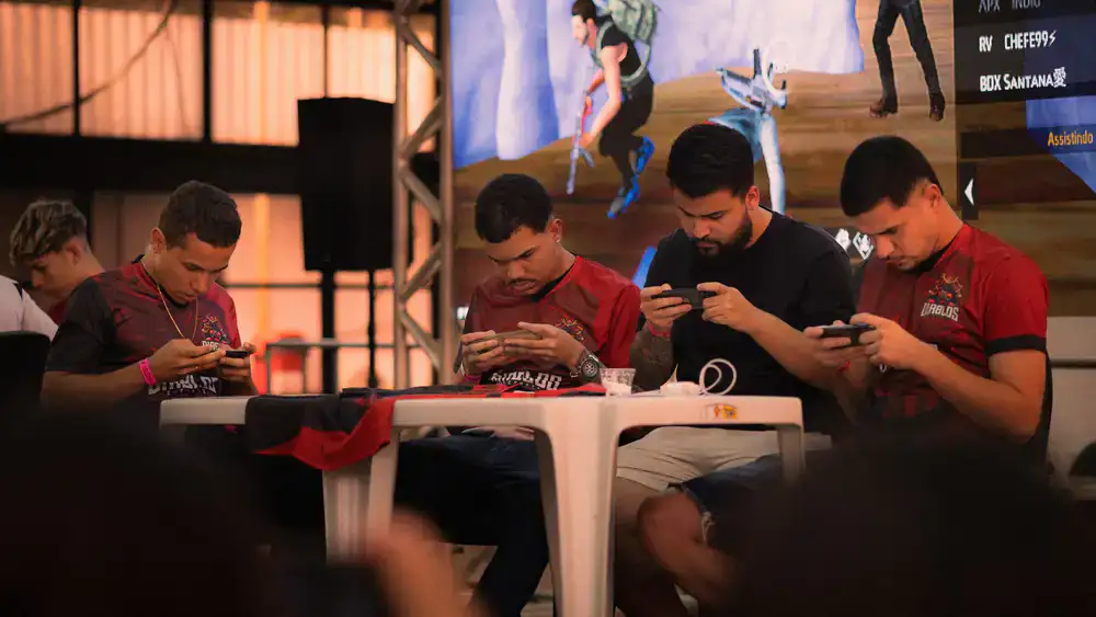 Intense competitive gameplay on stage